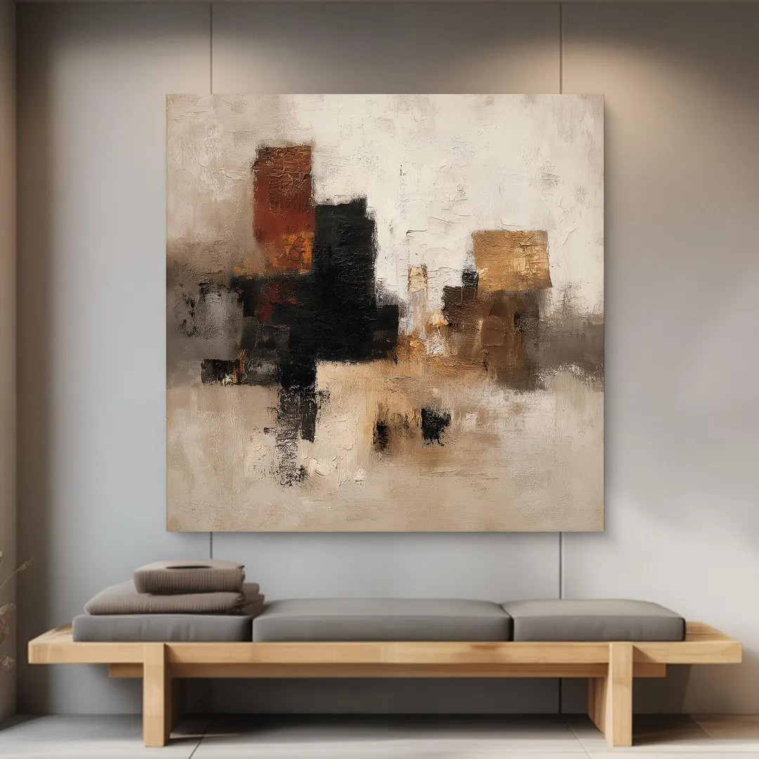 Modern Abstract Art, Large Statement Giclée Canvas, Neutral Beige and Rust Home Decor - Etsy | Etsy (US)