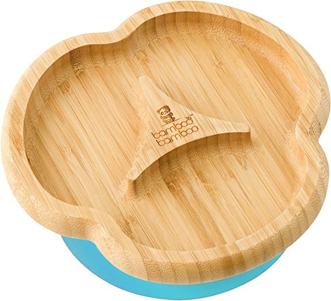 Bamboo Baby Divider Plate with Suction - Kids and Toddler Suction Cup Plate for Babies, Non-toxic... | Amazon (US)