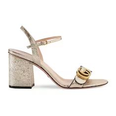 Metallic laminate leather mid-heel sandal | Gucci (US)