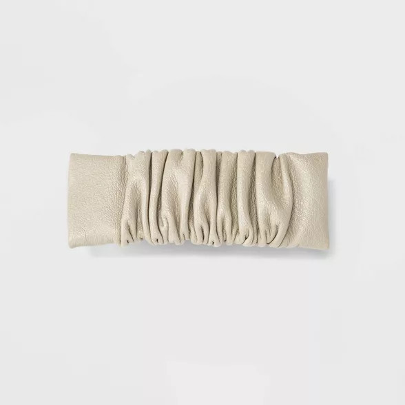 Rouched Faux Leather Barrette Hair Clip - A New Day™ | Target