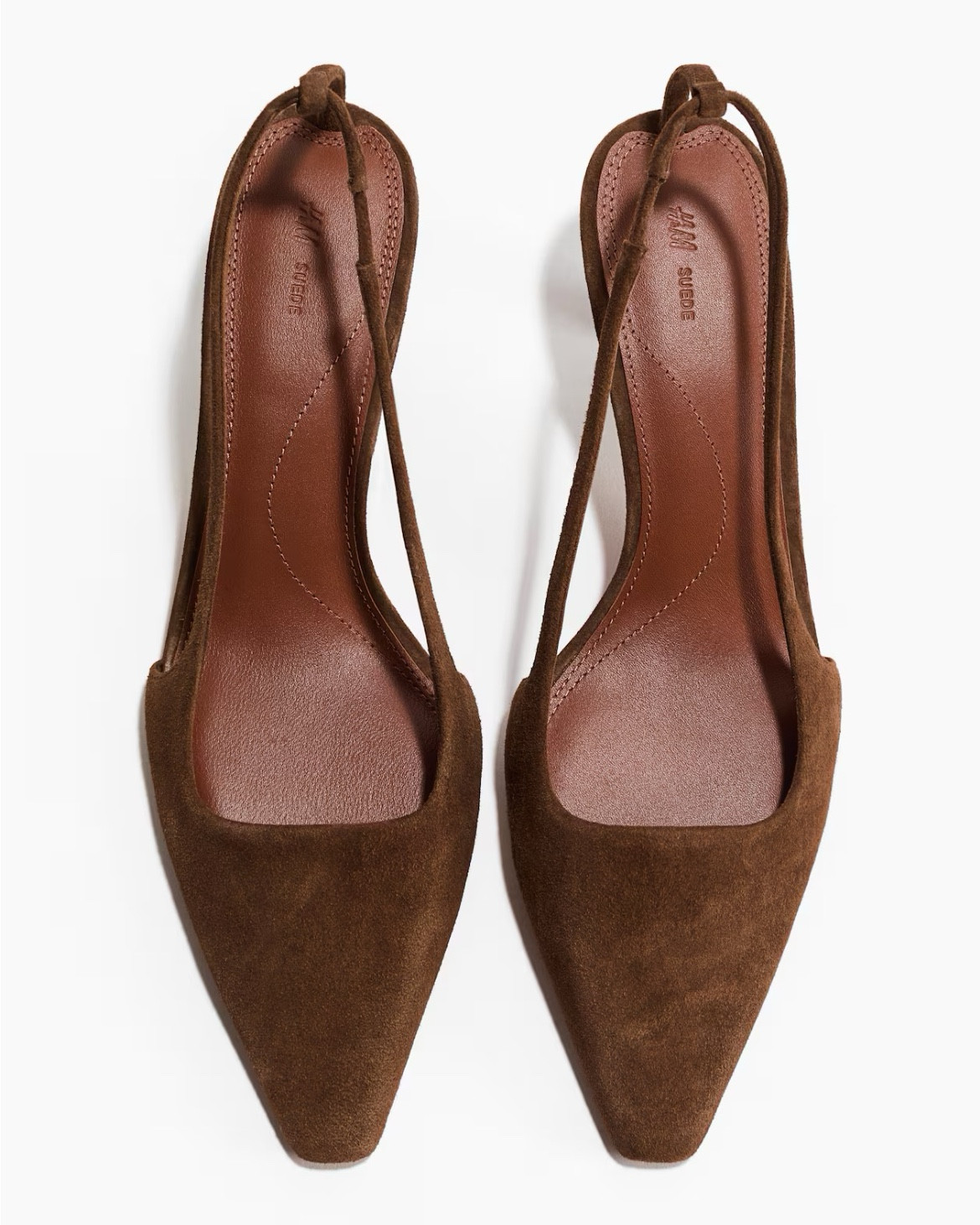 Brown suede pointed toe sling back heels 

#LTKSeasonal