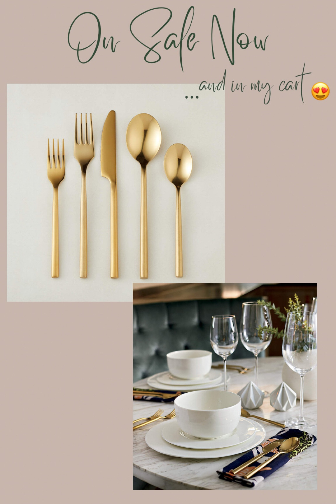 This 20 piece brushed gold dinnerware set is stunning, on sale … and coming home with me!! 😍😍😍


#cb2 #dinnerware #kitchengoods #silverware #onsale #salealert

#LTKunder100 #LTKsalealert #LTKhome