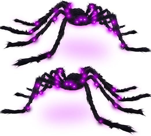 VOMAOK Halloween Spider Decorations 4ft Light Up Giant Spider(2 Pack) for Indoor Outdoor Hallowee... | Amazon (US)