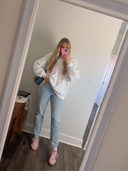 Almost everything linked here! Phone case is Loopy. Sweater is The Bar, linked here but currently sold out, but they re stock often!! Keep checking! Jeans are in shade “light and tall. 😊💕 

#LTKshoecrush