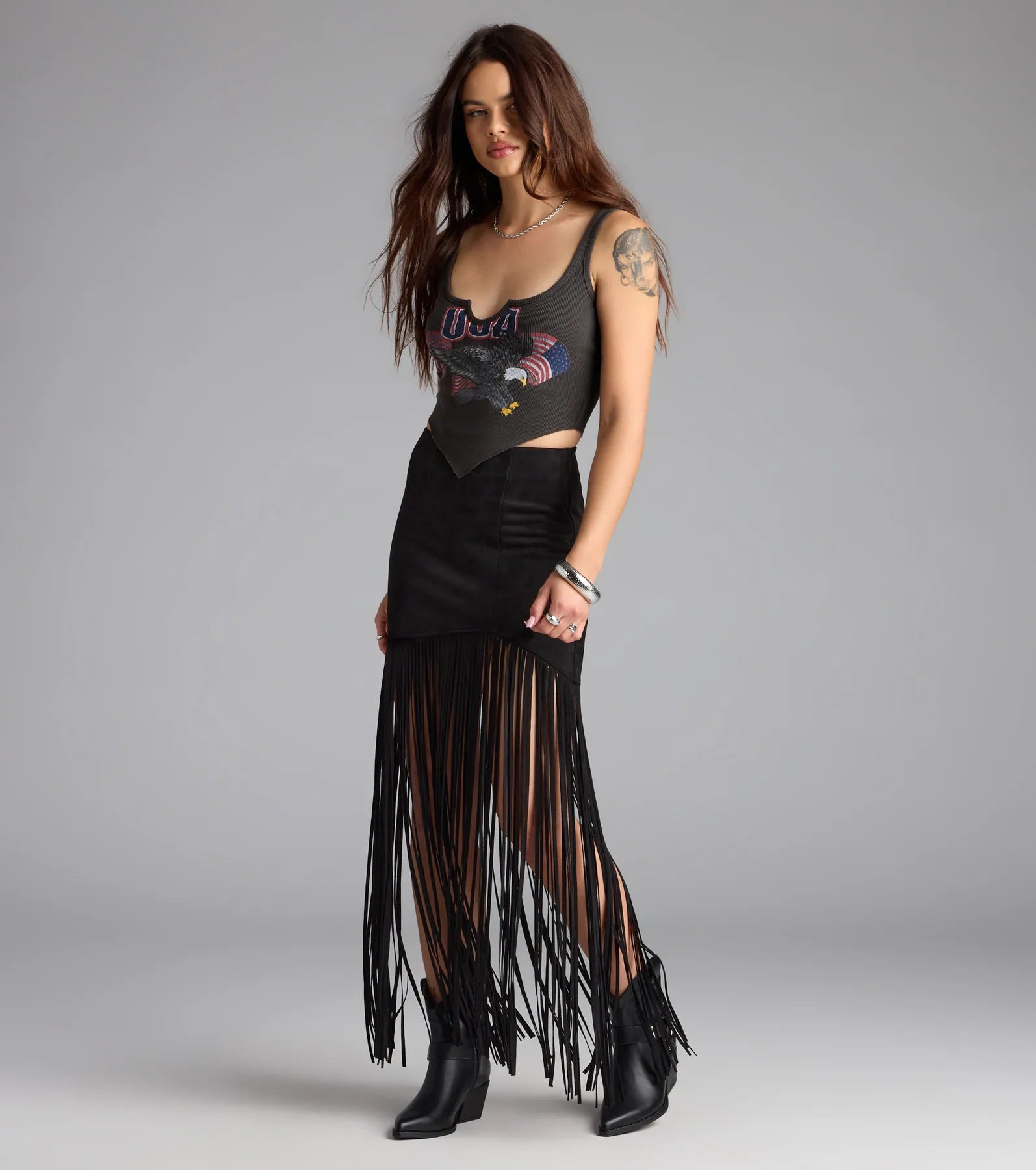 Wild At Heart Long Fringe Skirt | Windsor Stores
