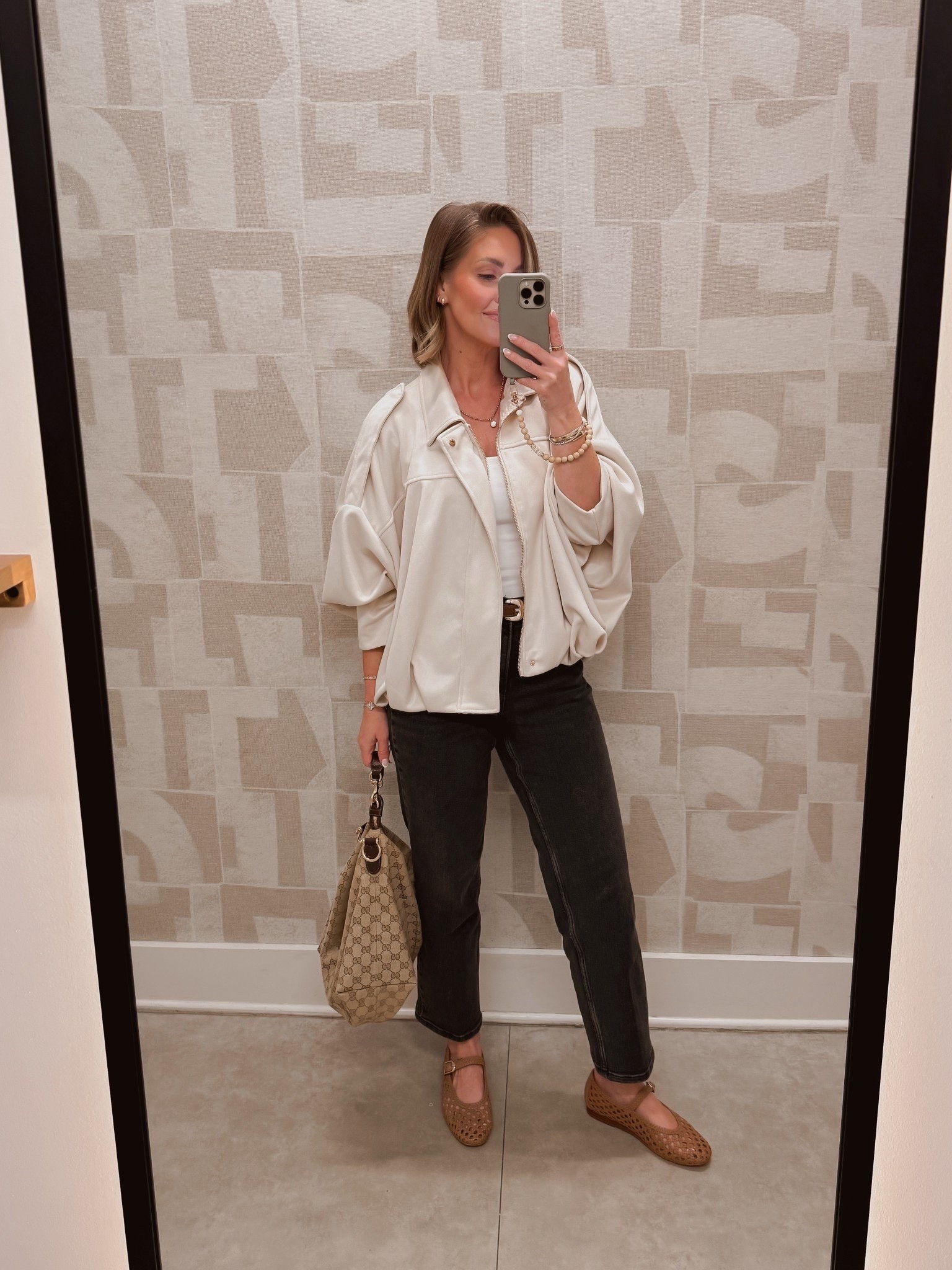 Small Amazon jacket / XS bra free tank / XS Petite jeans / flats run true to size  

#LTKPetite #LTKootd #LTKSeasonal