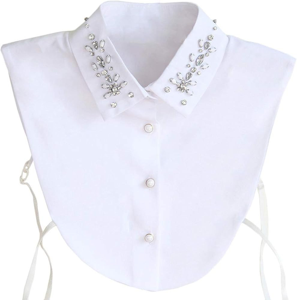 Vpang Fake Collar Detachable Blouse Dickey Collar Chiffon Rhinestone Half Shirt False Collar | Amazon (US)