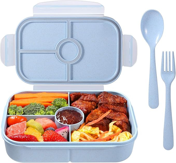Bento Box for Kids Lunch Containers with 4 Compartments Kids Bento Lunch Box Microwave/Freezer/Di... | Amazon (US)