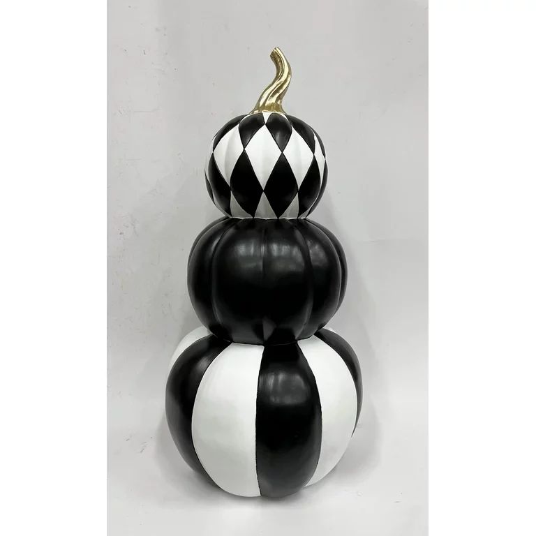 12"L x 12"W x 24"H Black & White Resin Triple-Stack Pumpkin Halloween Decoration Way to Celebrate | Walmart (US)