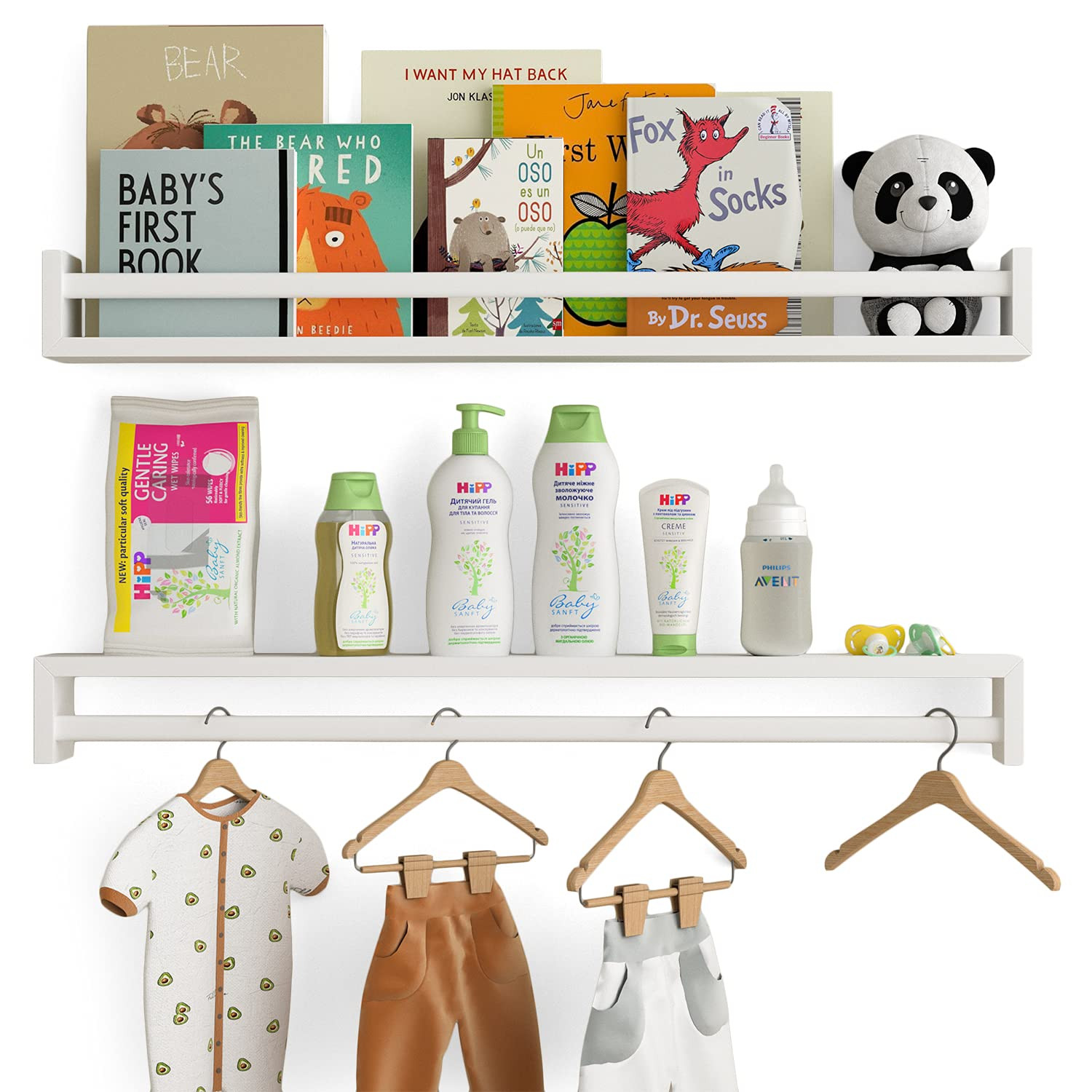 Wallniture Utah 32" White Nursery Bookshelves Wall Mounted, Wood Floating Book Shelves for Kids R... | Amazon (US)