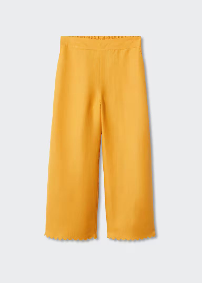 Cropped linen-blend pants -  Women | Mango USA | MANGO (US)