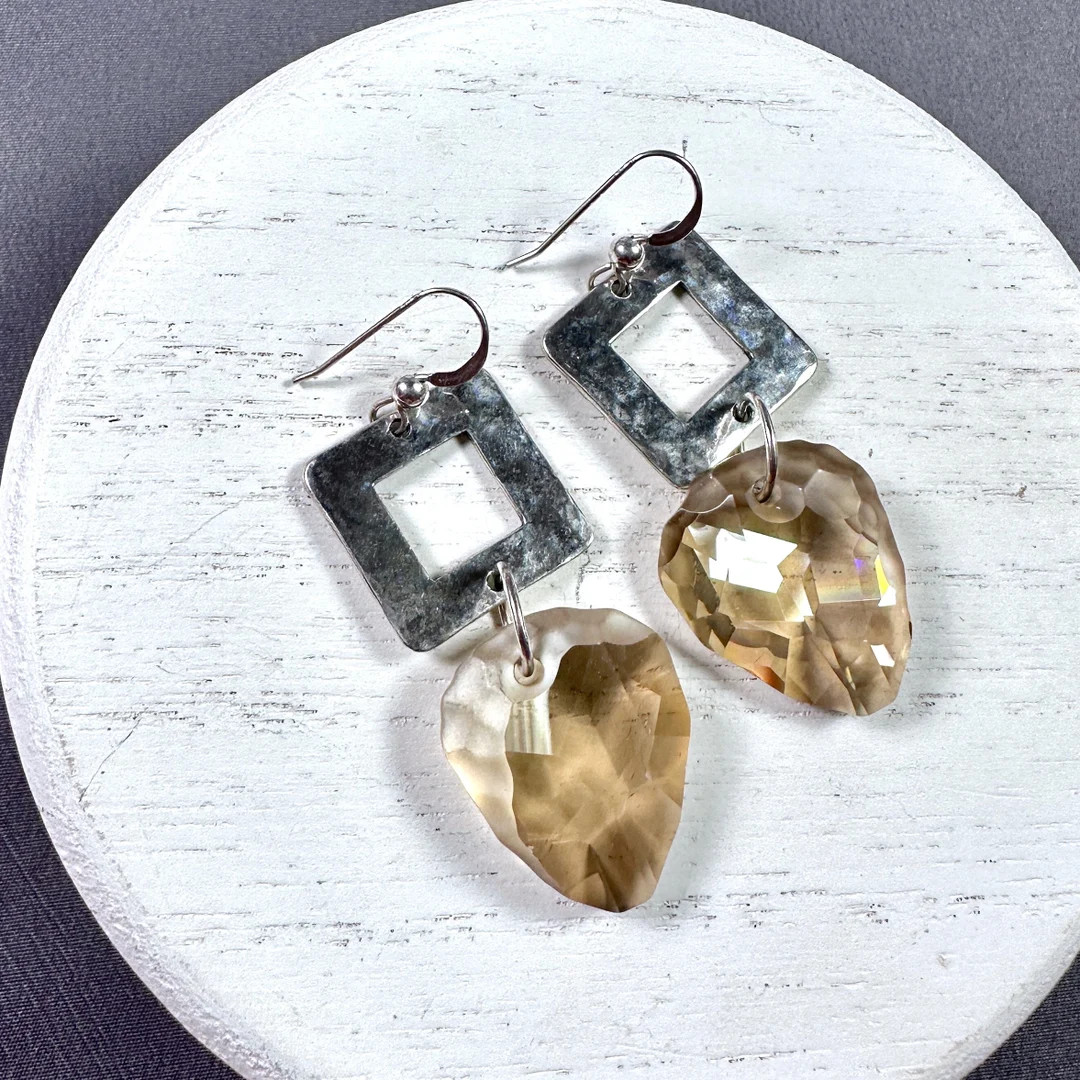 HIP 2 BE SQUARE Earrings Swarovski Crystal Sterling Silver - Etsy | Etsy (US)