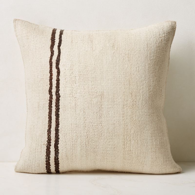 Vintage Striped Hemp Throw Pillow with Down-Alternative Insert 23'' | CB2 | CB2