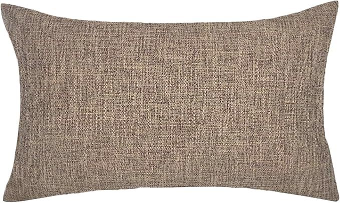 Brown Lumbar Pillow Cover 12x20 Inch Textured Linen Decorative Pillowcase, Farmhouse Rustic Outdo... | Amazon (US)