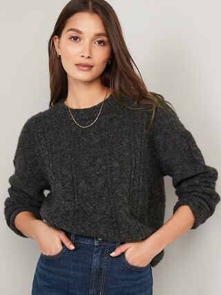 Heathered Cable-Knit Sweater for Women | Old Navy (US)