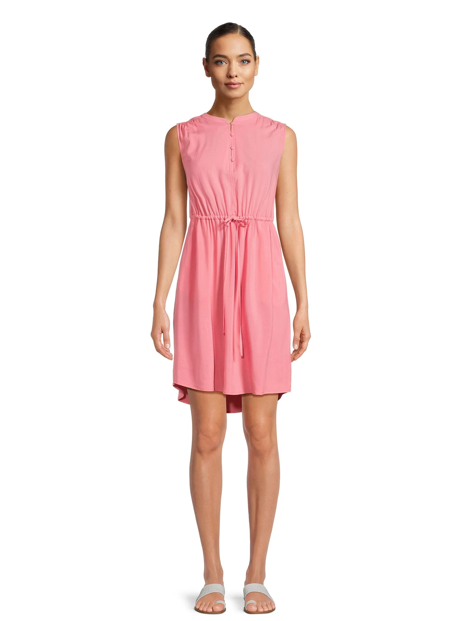 Time and Tru Women's Split Neck Sleeveless Dress, Sizes XS-XXXL | Walmart (US)