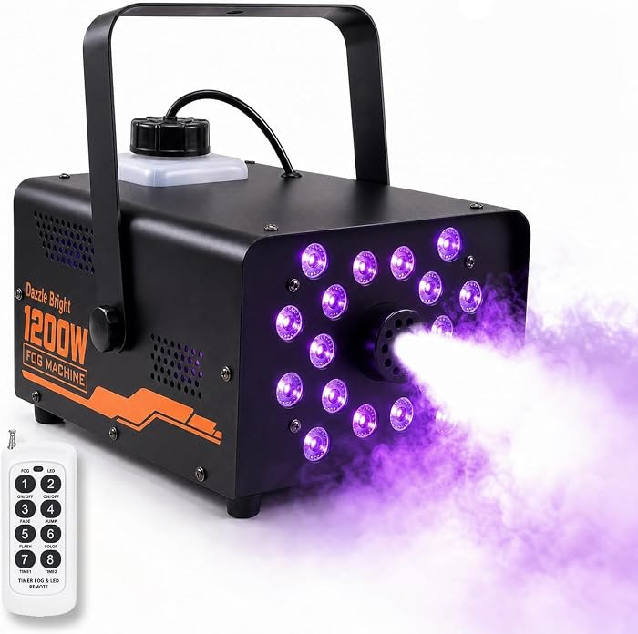Dazzle Bright 1200W Halloween Fog Machine, Smoke Machine Outdoor Indoor with Timer, 7 Colorful LE... | Amazon (US)