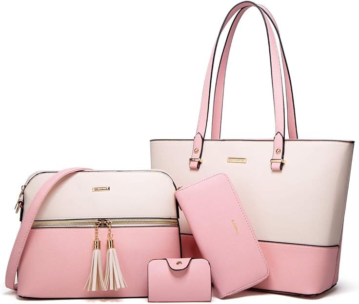 Women Fashion Handbags Wallet Tote Bag Shoulder Bag Top Handle Satchel Purse Set 4pcs | Amazon (US)