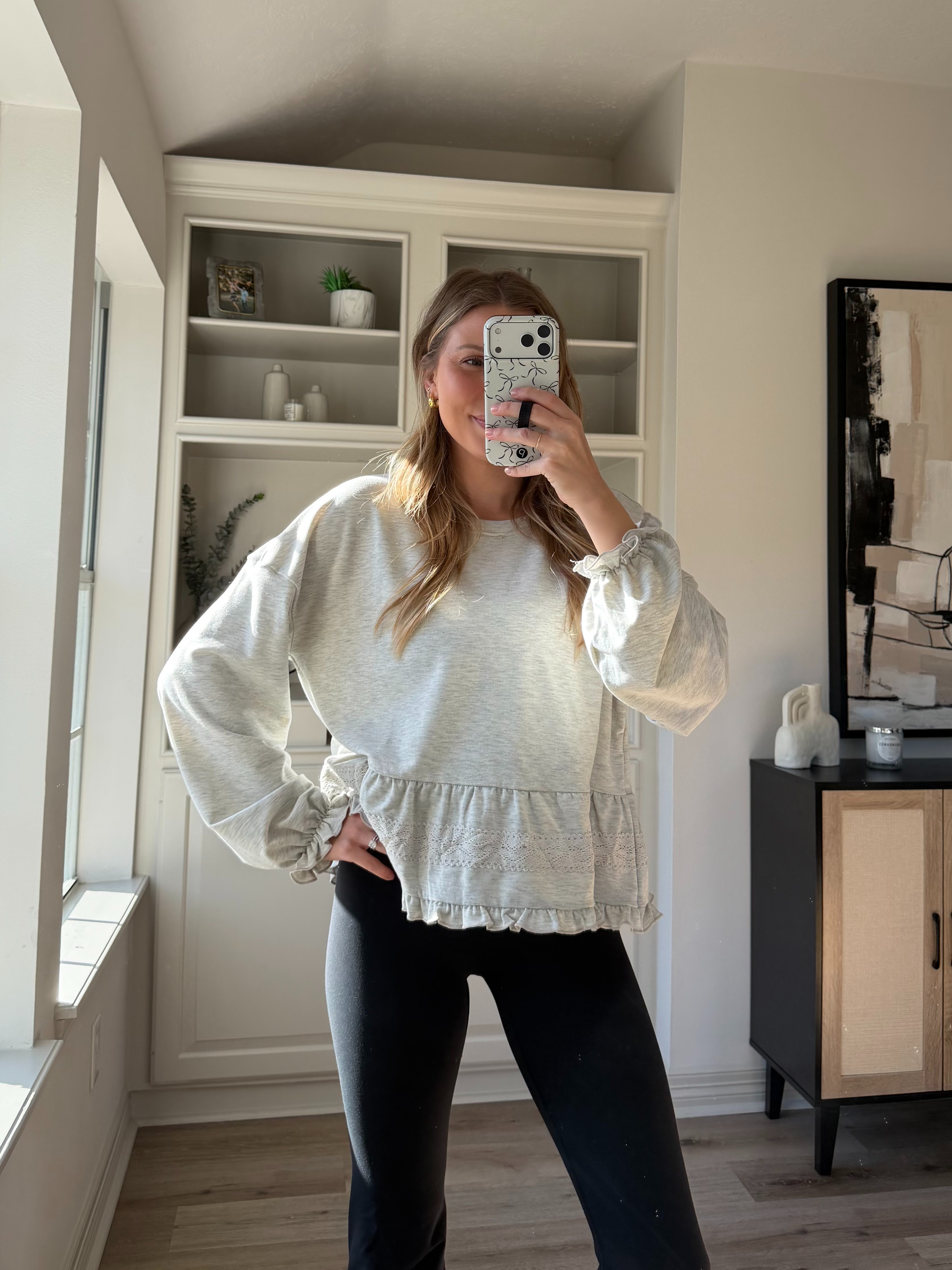 Cutest frilly cropped sweatshirt! Wearing S
 

 #LTKootd #LTKFindsUnder50