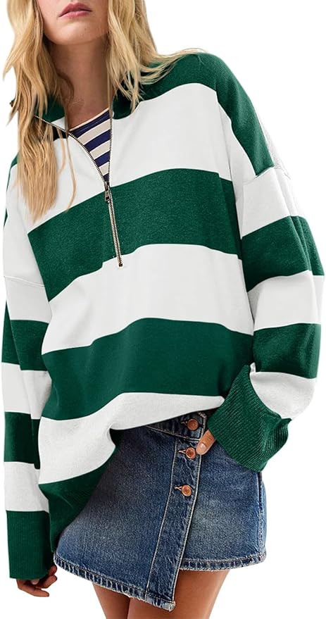 Yousify Oversized Womens Sweaters Fall 2025 Half Zipper Turtleneck Sweater Long Sleeve Tops S-2XL | Amazon (US)