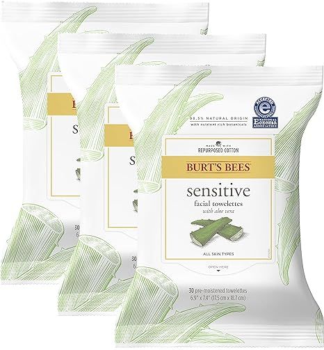 Burt's Bees Sensitive Facial Cleansing Towelettes with Cotton Extract for Sensitive Skin - 30 Cou... | Amazon (US)