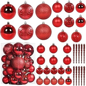 41PCS Christmas Ball Ornaments for Christmas Tree Decorations, Xmas Tree Red Shatterproof Ball Or... | Amazon (US)