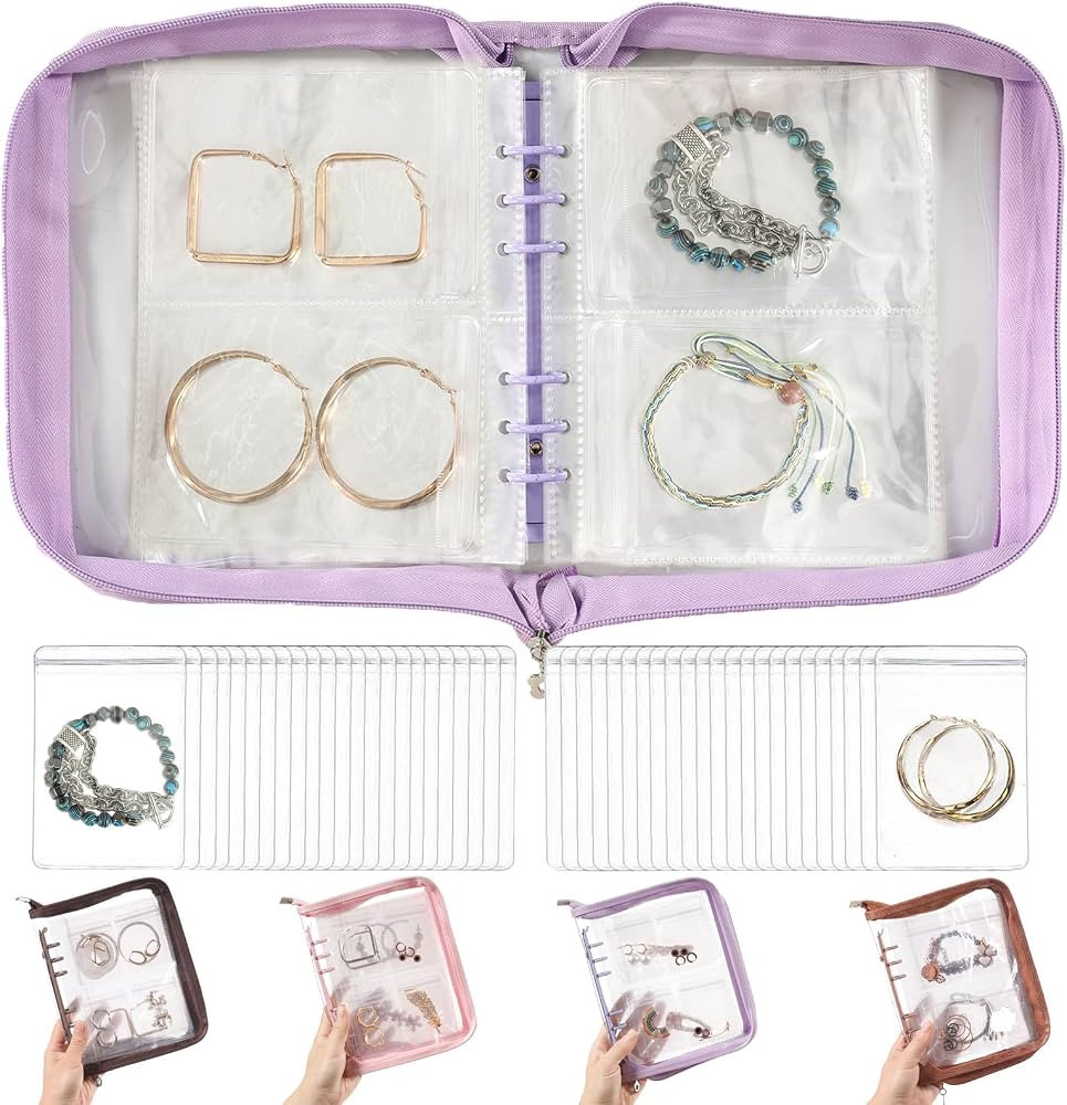 Jewelry Organizer Book clear Travel Bracelet Organizer Travel Earrings Storage Book for Necklace ... | Amazon (US)