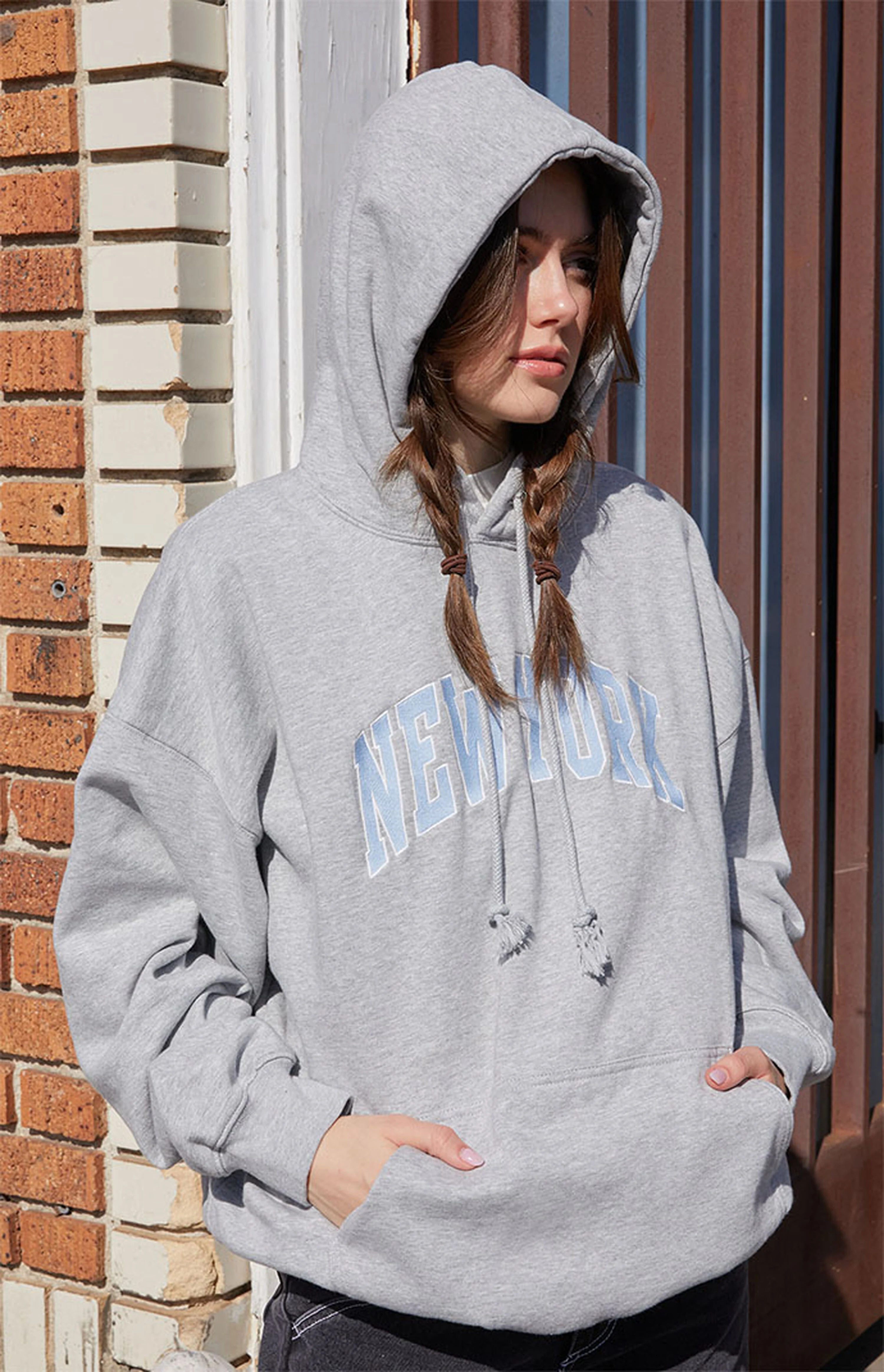 John Galt Heather Grey New York Oversized Hoodie | PacSun