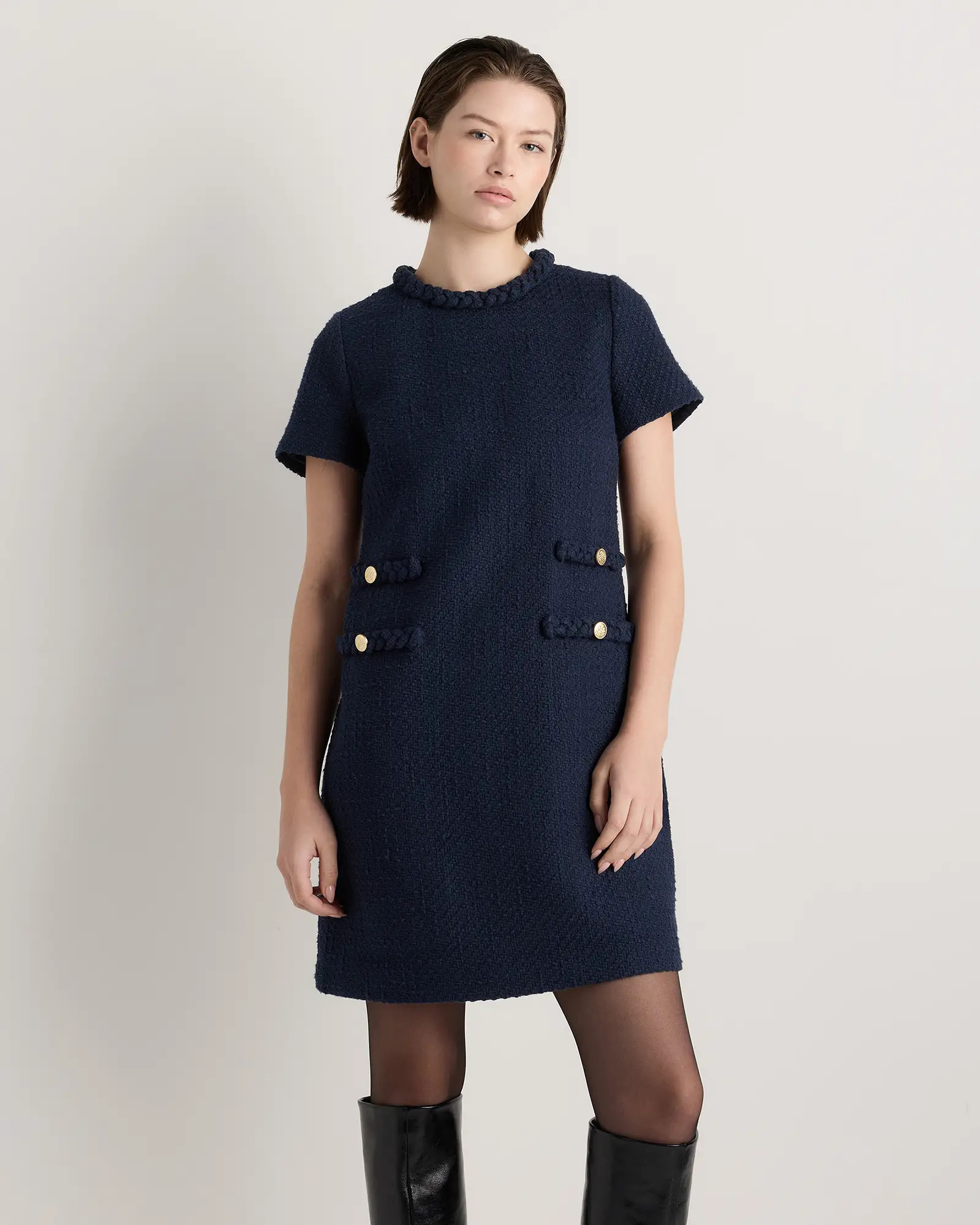 Tweed Short Sleeve Mini Dress | Quince