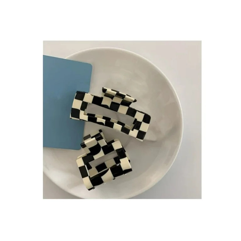 2Pcs Hair Claw Clips for Thick Hair Fashion Hair Clamps Styling Accessories Black/White Checkered... | Walmart (US)