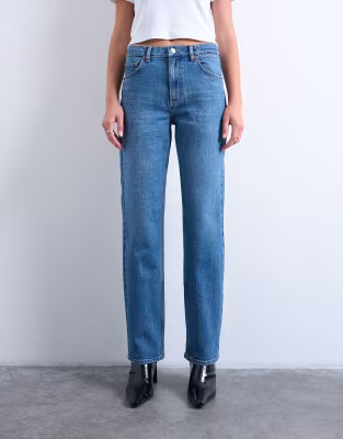 Orson mid rise comfort straight jean in vintage blue | Topshop