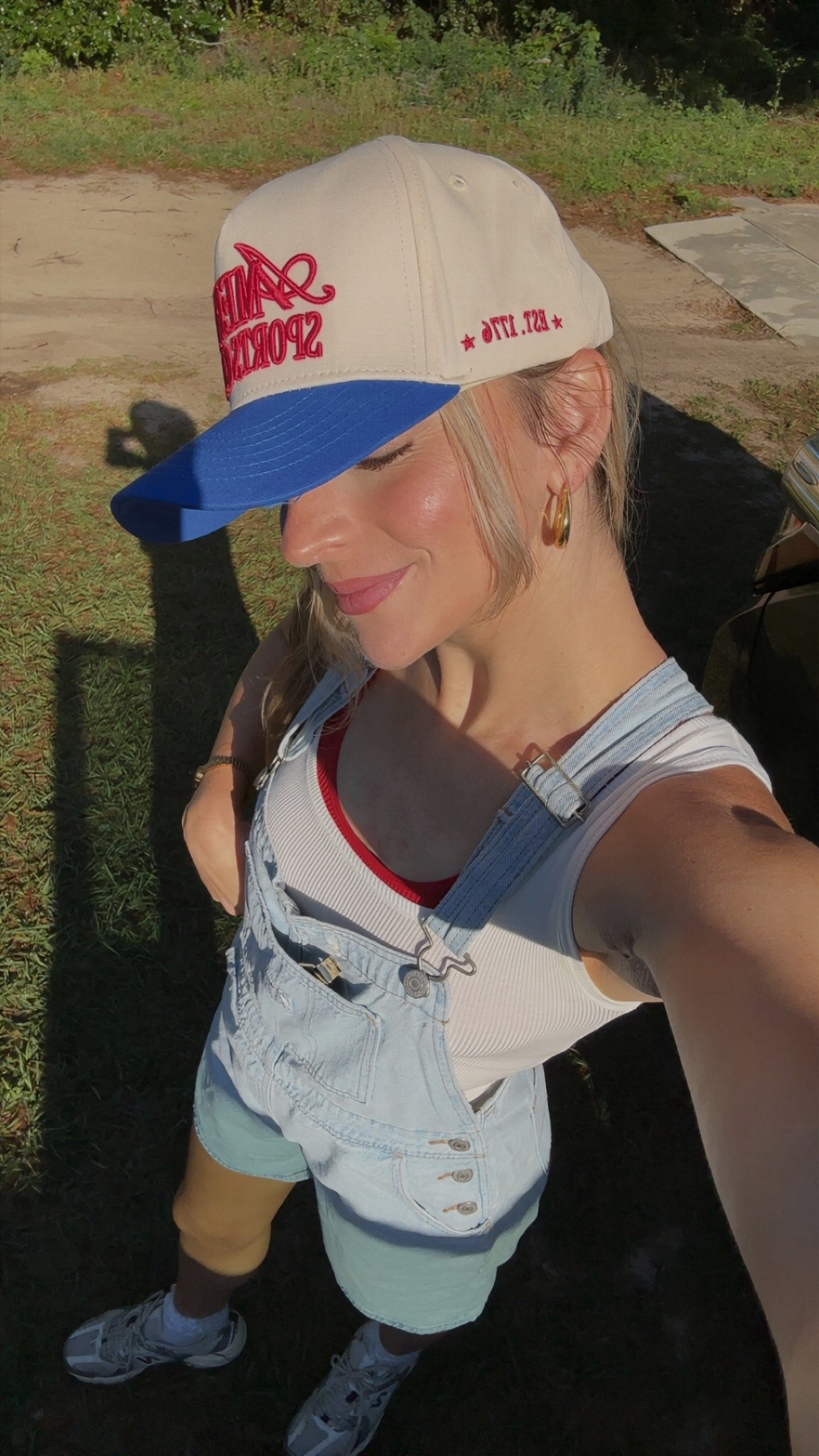 OOTD outfit inspo summer style baseball game outfit mom style overalls shortalls amazon finds 

#LTKgrwm #LTKootd #LTKmomlife