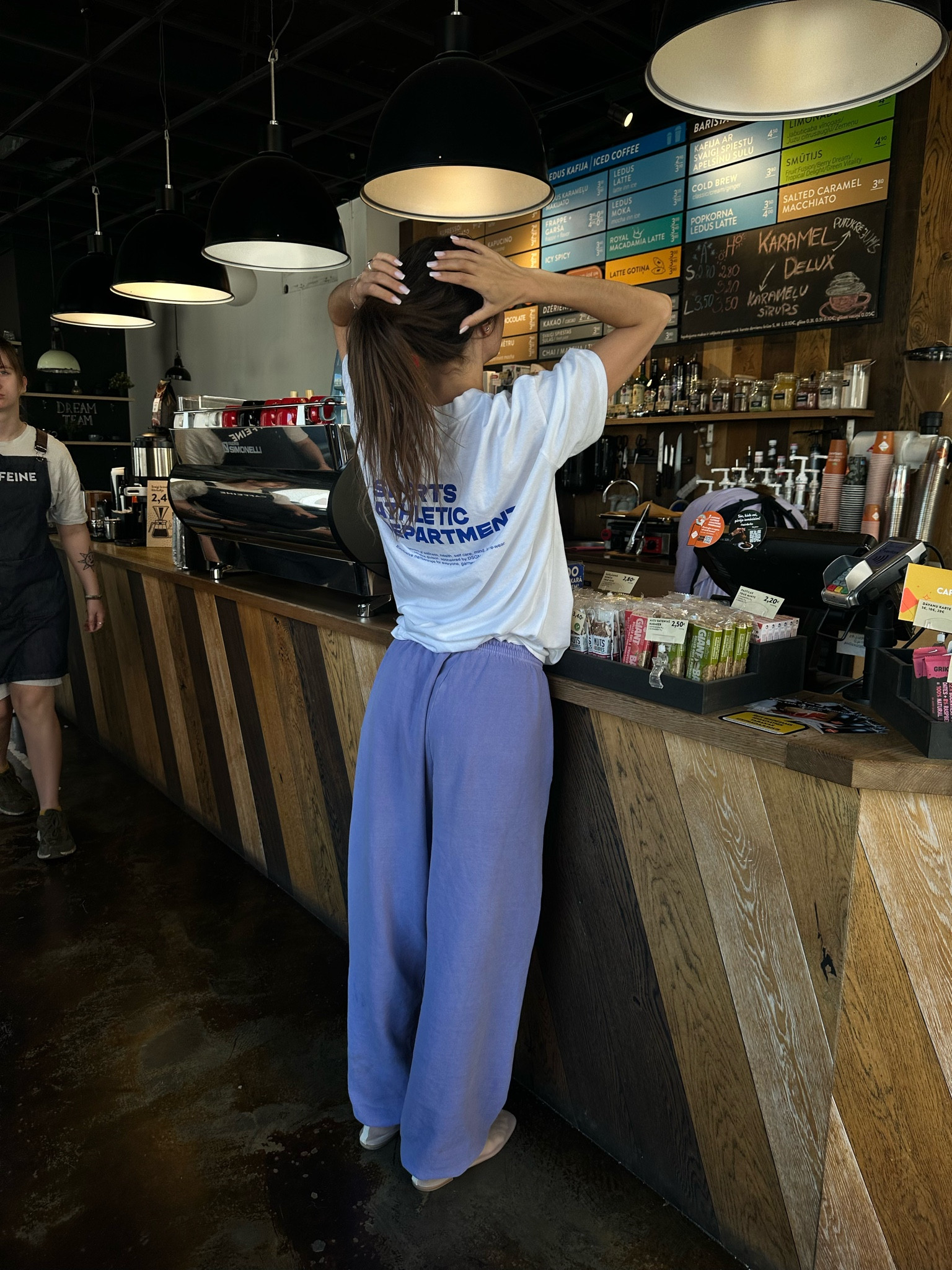 Purple UO joggers and white oversized T-shirt with print on the back 

#LTKuk #LTKeurope
