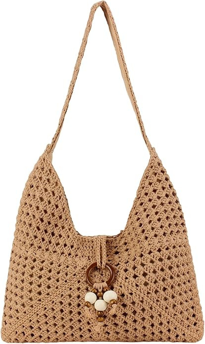 Peicees Crochet Summer Purse, Boho Woven Purse for Travel Beach Vacation Cruise Knit Shoulder Bag... | Amazon (US)