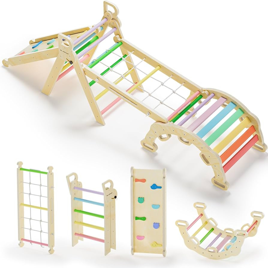 BlueWood 2024 8-in-1 Pikler Triangle Climbing Set Toddler Toys Indoor Baby Jungle Gym Climber Pla... | Amazon (US)