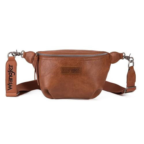 Wrangler Large Fanny Packs for Women Waist Bag Travel Belt Bags Crossbody Sling Purse Brown | Amazon (US)