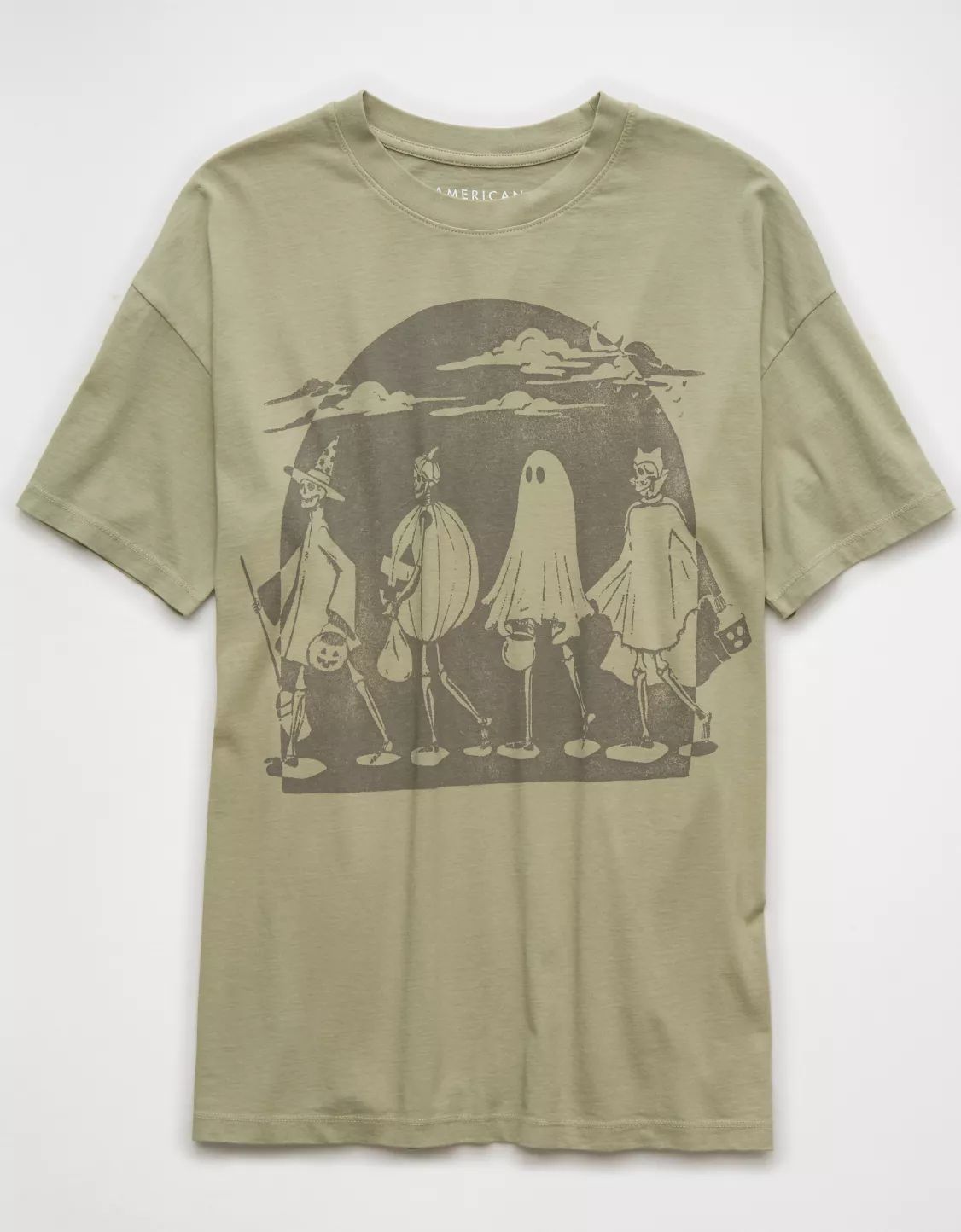 AE Oversized Halloween Skeleton Graphic T-Shirt | American Eagle Outfitters (US & CA)