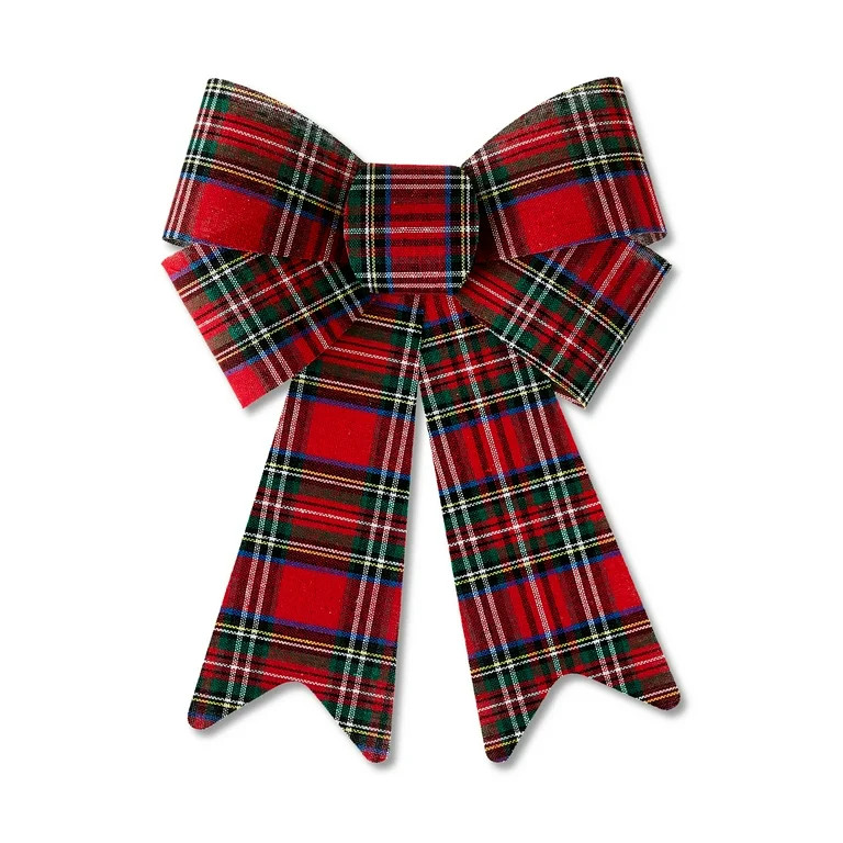 Red Plaid Christmas Bow, 9 in, by Holiday Time - Walmart.com | Walmart (US)