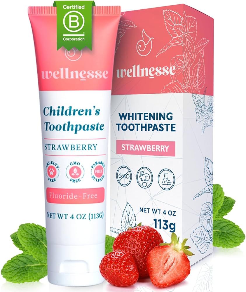 Wellnesse Kids Hydroxyapatite Toothpaste with Xylitol & Fluoride-Free - Natural Ingredients w/Str... | Amazon (US)