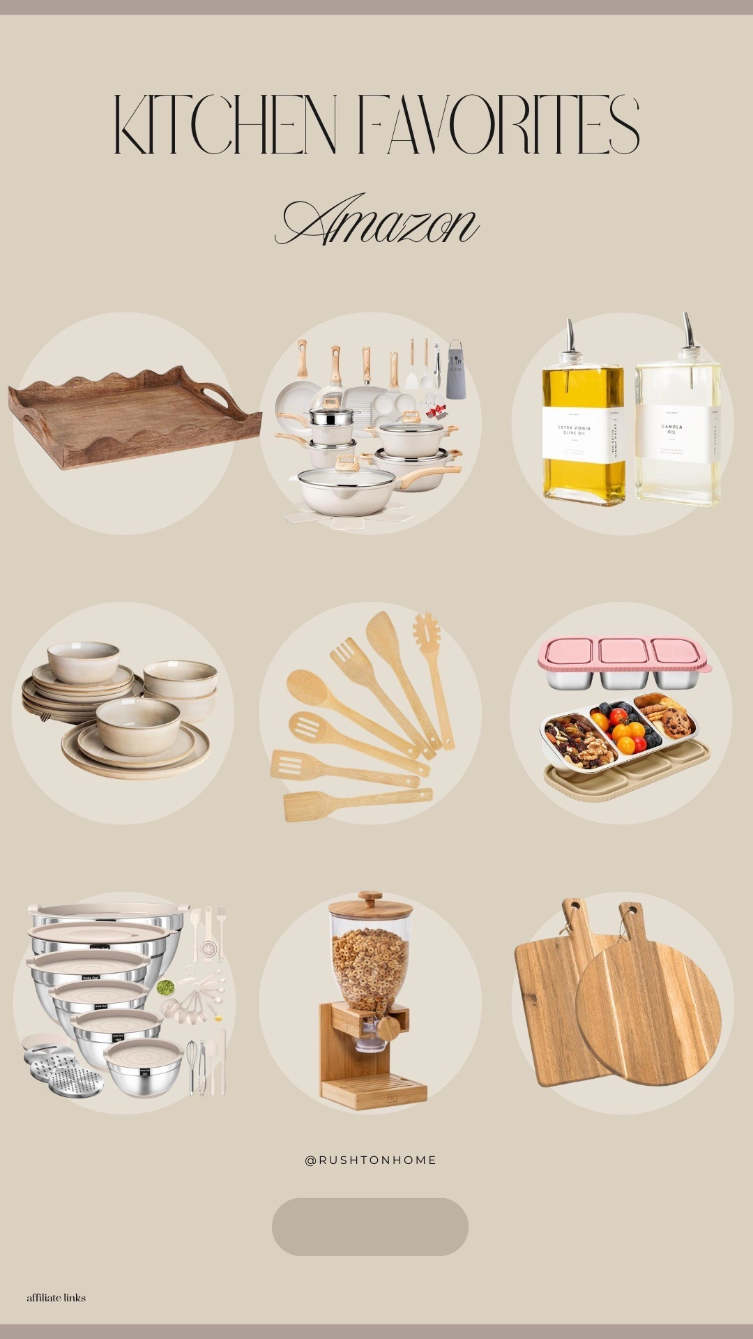 Amazon kitchen favorites, neutral kitchen essentials, aesthetic kitchen tools, wood kitchen utensils set, neutral cookware set amazon, oil dispenser bottle kitchen, ceramic dishware set neutral, stainless steel mixing bowls with lids, wooden serving tray with handles, bamboo cooking utensil set, round wood cutting board, meal prep container with compartments, kitchen must haves amazon, neutral kitchen decor essentials, minimal kitchen accessories 

 #LTKHome

#LTKSaleAlert #LTKHome #LTKmomlife