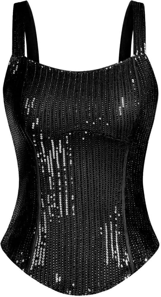 GRACE KARIN Sequin Tank Tops for Women Bustier Corset Top Sparkle Sexy Slim Camisole Sleeveless P... | Amazon (US)