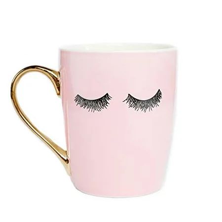 Sweet Water Decor Cute Coffee Mugs with Golden Handle Girly Make Up & Mascara 16oz China Coffee Cup  | Walmart (US)