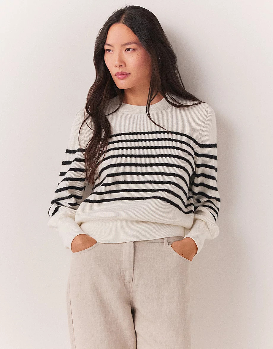 Ribbed Breton Stripe Sweater with Cashmere | The White Company (US & CA)