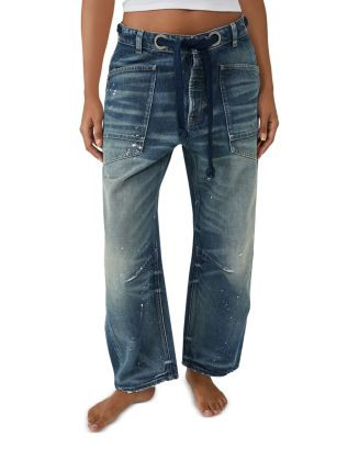 We The Free Moxie Low Slung Pull On Barrel Jeans in Timeless Blue | Bloomingdale's (US)