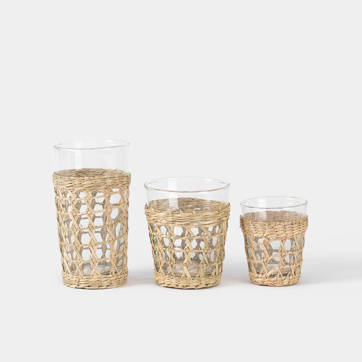 Seagrass Cage Glassware | Shoppe Amber Interiors | Amber Interiors