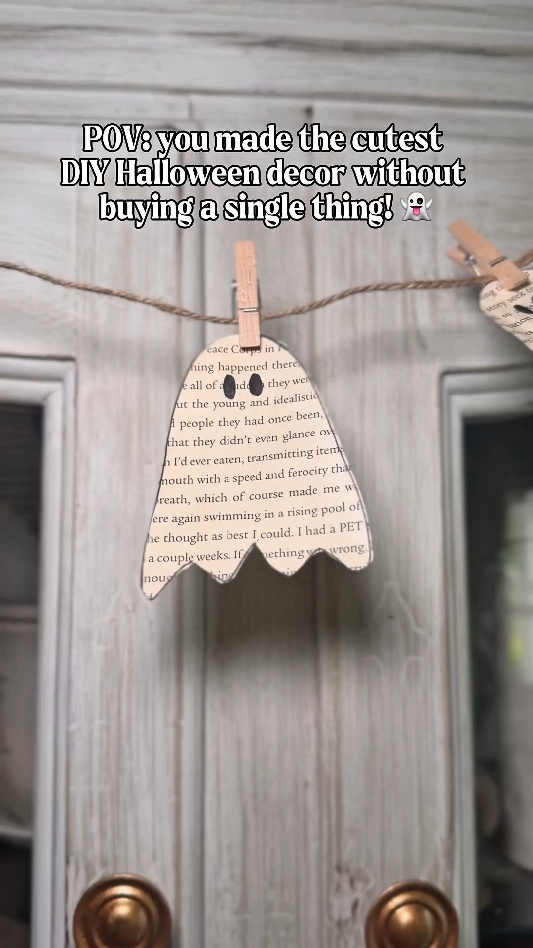 POV: you made the cutest DIY Halloween decor without buying a single thing 👻📖

This is your reminder that fall decor doesn’t have to be expensive! Some of my favorite seasonal decorations are DIY projects made with supplies I already have at home, and this spooky cute DIY ghost banner might be one of my favorites yet.

I started by brewing about 4 bags of black tea and letting it cool. While the tea was cooling, I tore a few pages out of an old book I already had and placed them in a shallow baking dish with the tea. I let the pages soak for several hours to give them that perfectly aged, vintage look.

Once the tea-stained book pages were dry, I used a ghost-shaped cookie cutter to trace little ghosts onto each page. Then I cut them out, added tiny faces with a Sharpie, and attached them to twine using mini clothespins.

And that’s it! 👻

I hung my DIY ghost garland on the hutch in my dining room, and I think it adds the perfect amount of spooky cute Halloween decor without spending a bunch of money.

You could easily customize this budget-friendly fall DIY too! Instead of ghosts, try pumpkins, leaves, bats, or whatever shape fits your fall decor. The possibilities are endless!

Save this easy DIY Halloween decor idea for your next fall craft night, and tell me: would you make the ghosts or switch them out for another fall shape?!

#LTKdayinmylife #LTKHome #LTKSeasonal