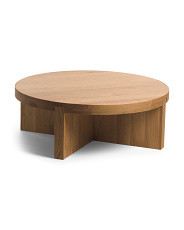 38x13.5 Solid Oak Wood Folke Round Coffee Table | Furniture & Lighting | Marshalls | Marshalls
