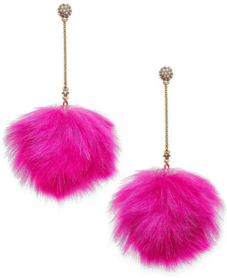 Betsey Johnson xox Trolls Faux-Fur Pom Pom Earrings, Only at Macy's | Macys (US)