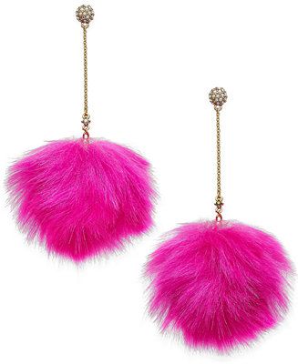 Betsey Johnson xox Trolls Faux-Fur Pom Pom Earrings, Only at Macy's | Macys (US)