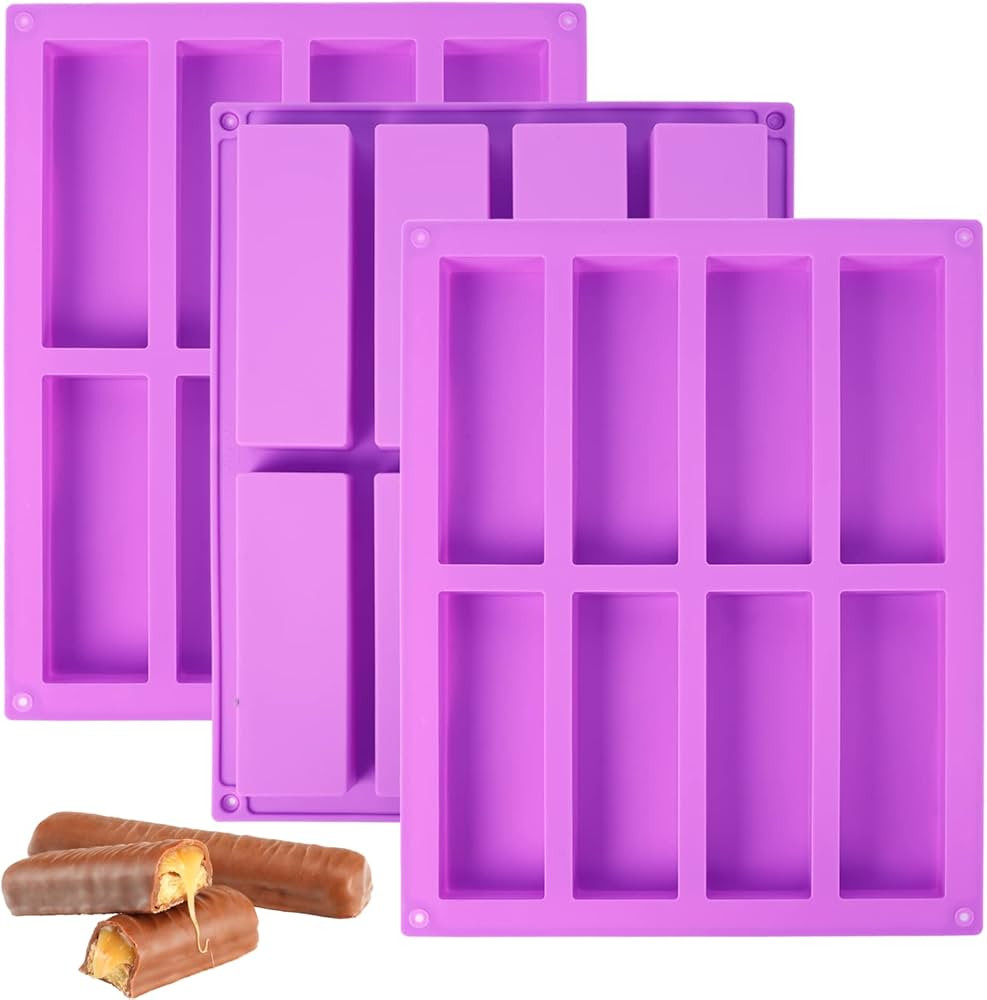 3 Pack Granola Bar Mold Silicone Mold,8 Cavity Rectangle Energy,Cereal Bar Molds for Ganache, Cho... | Amazon (US)